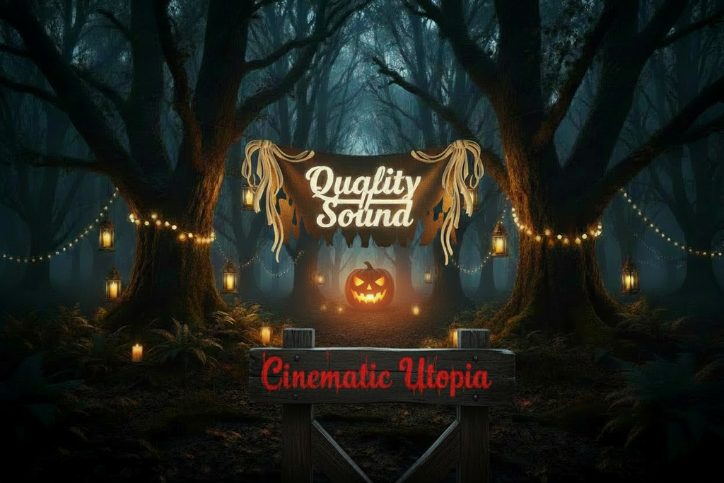 add a glowing pumpkin center in the distance 