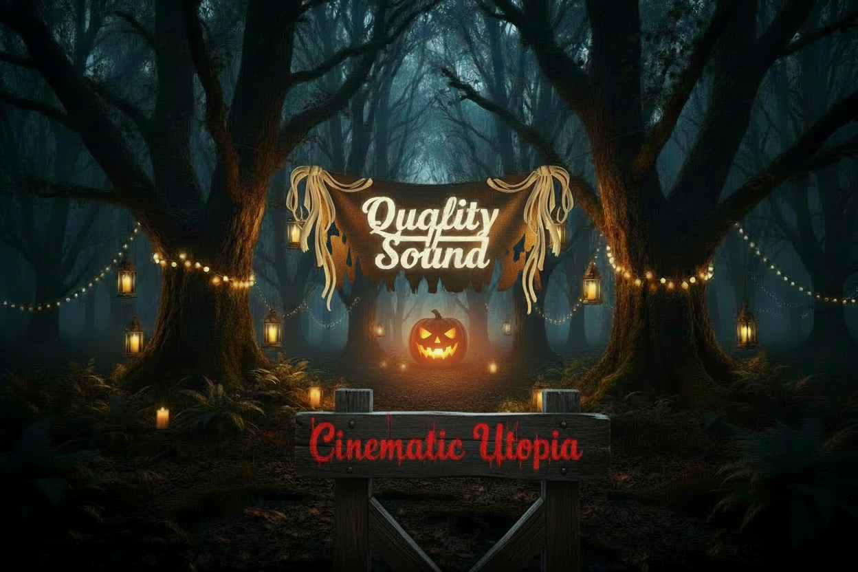 add a glowing pumpkin center in the distance 