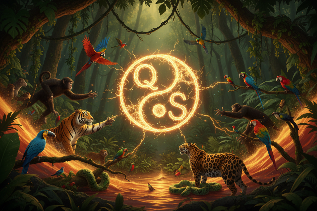 Jungle Creatures Feeding from Electric Logo